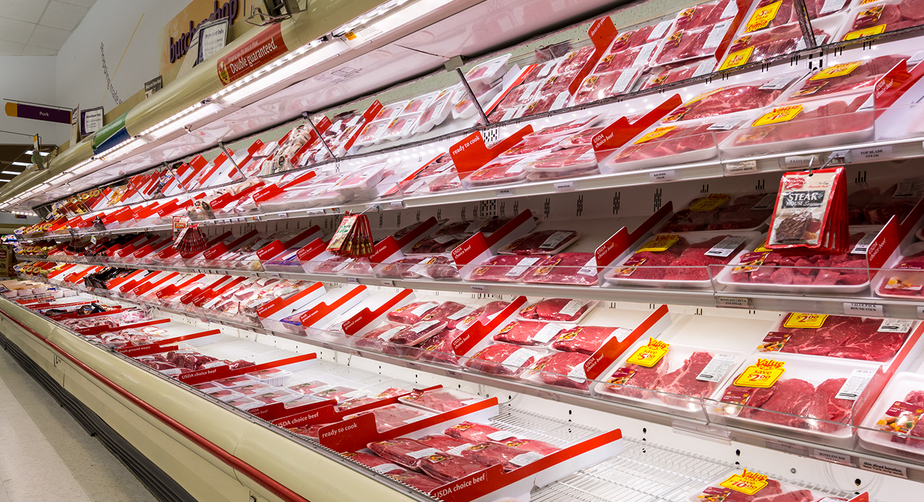 Raw meat at store