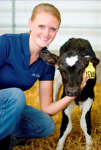 Chrissy Meyer with calf