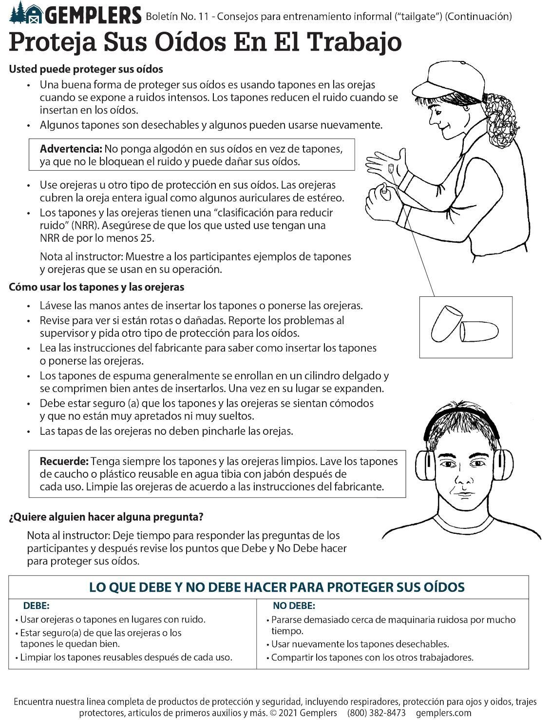 Protect Your Hearing on the Job page 2- Spansih