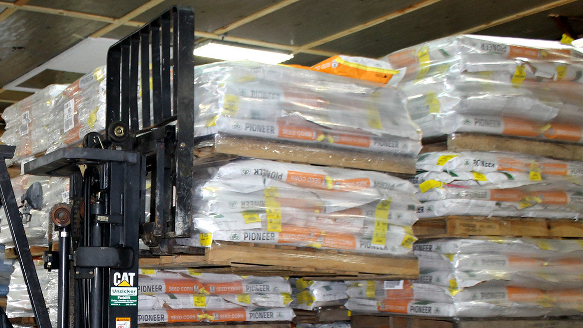 Seed Corn on forklift