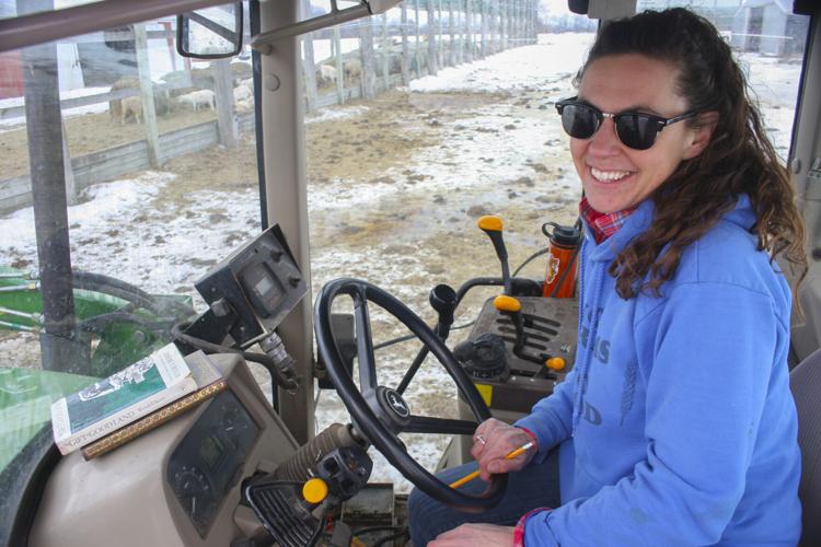 Rachel Bouressa in tractor cab