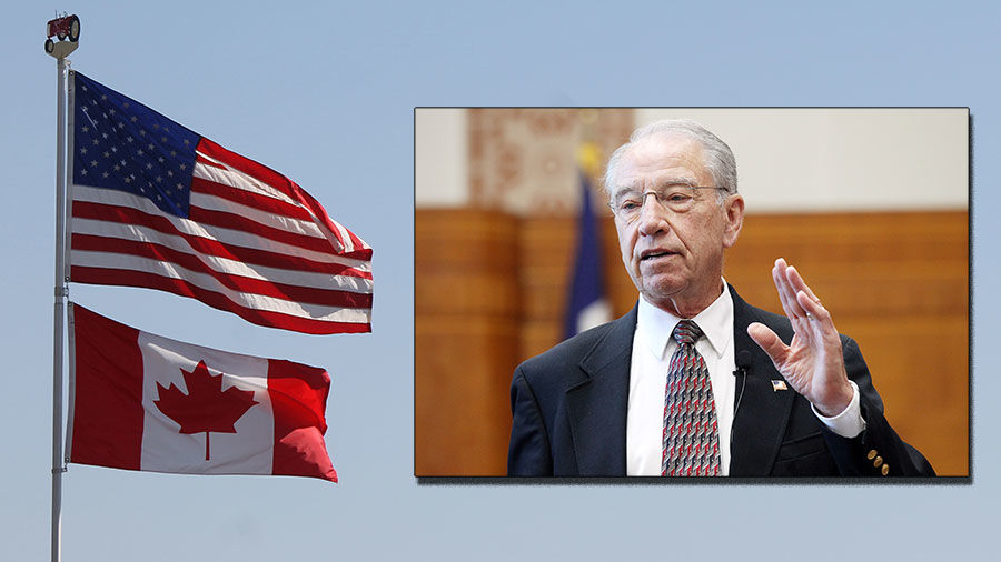 US Canada flags with Grassley