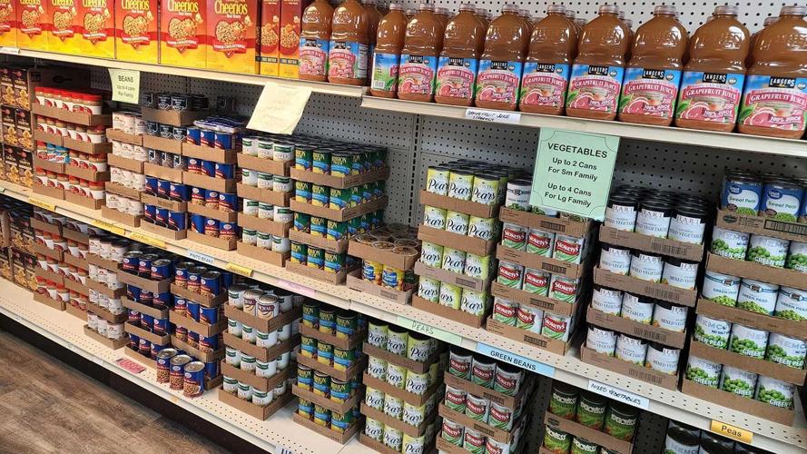 Shelves at Creston Area Food Pantry.