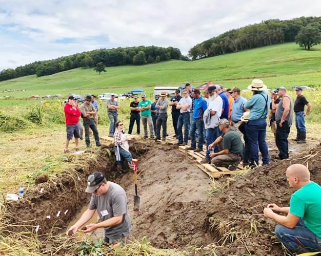 Soil pit at Sauk field day