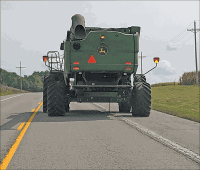 combine on highway