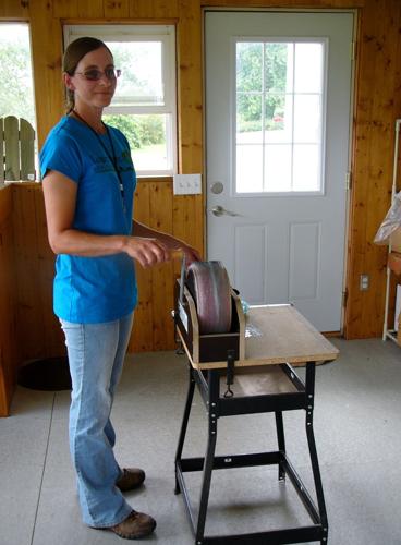 Jones works with drum carder