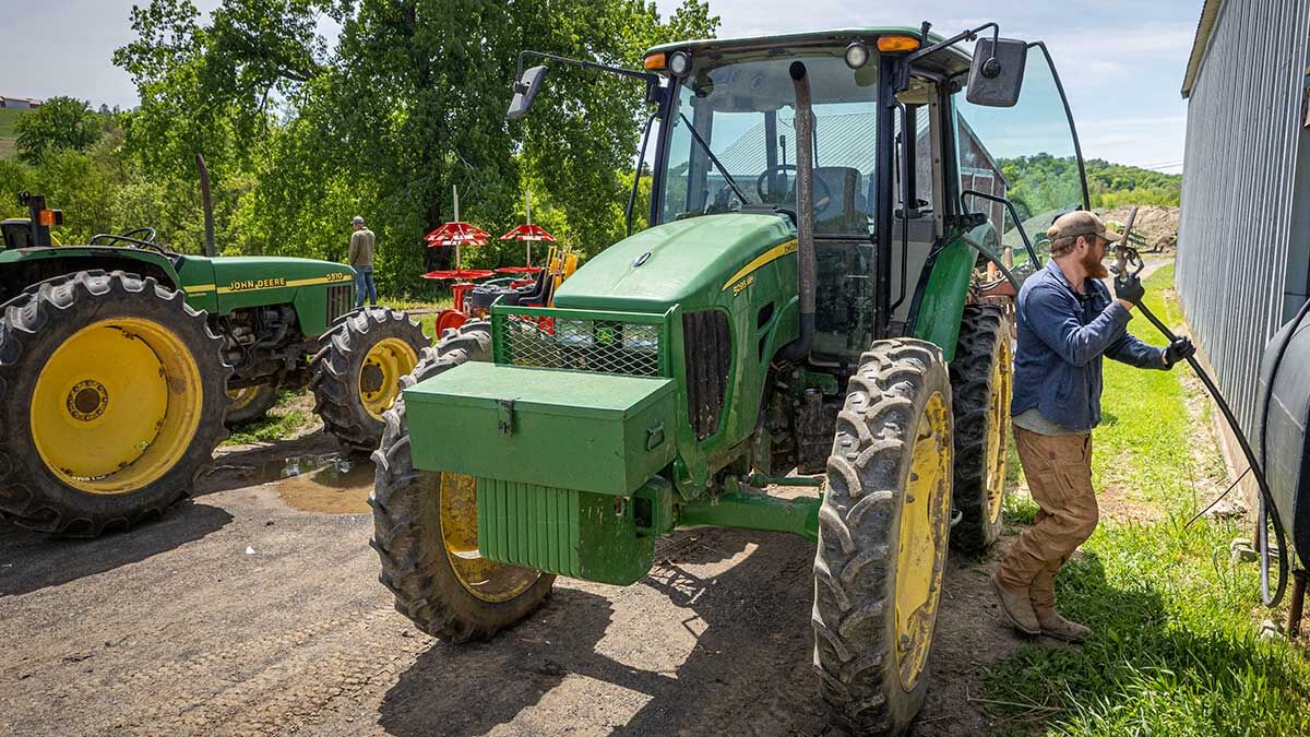 Fueling a tractor