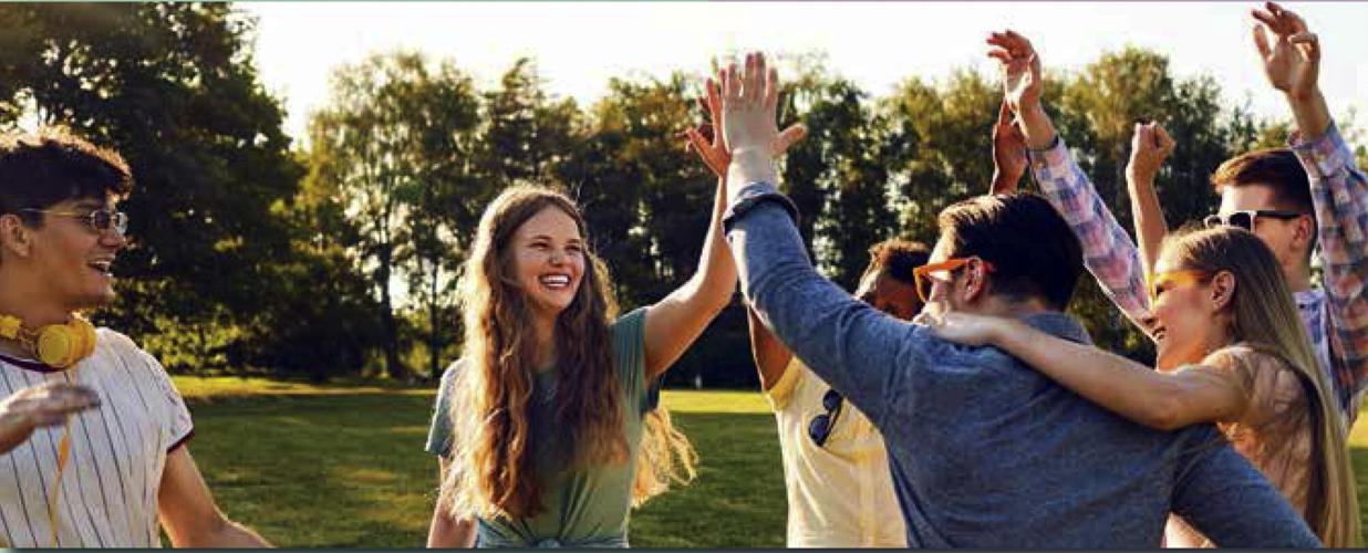 Young people give high-fives