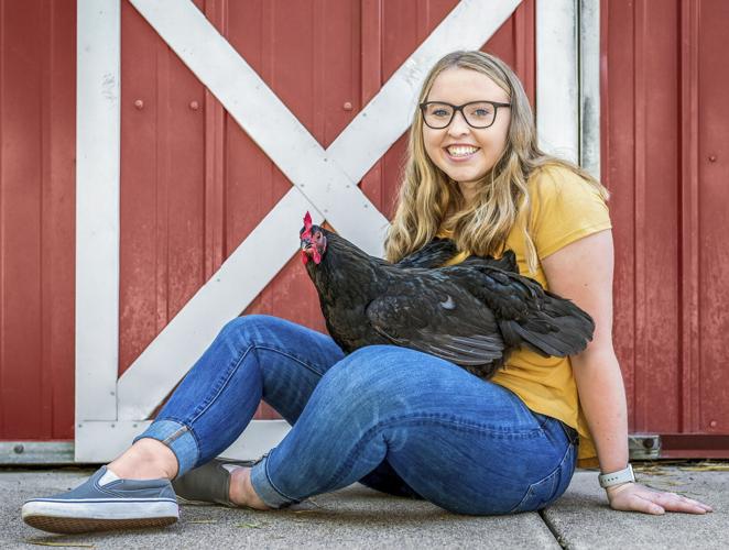 Sophie Koehler includes her chicken, Nugget, in her senior photo.