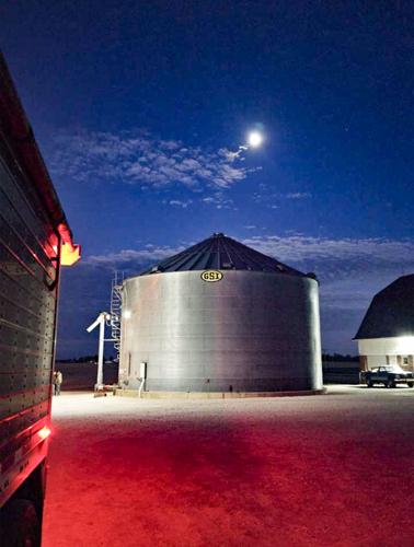 Grain bin in dark