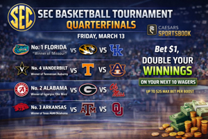 SEC Tournament Quarterfinals Preview: Friday Showdowns and Caesars Sportsbook Boost