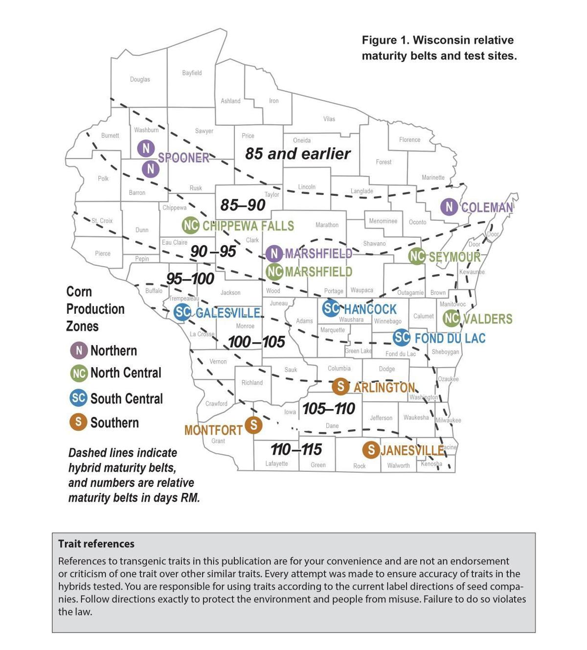 2018 Wisconsin Crop Variety Test Results Corn Grain and Corn Silage map
