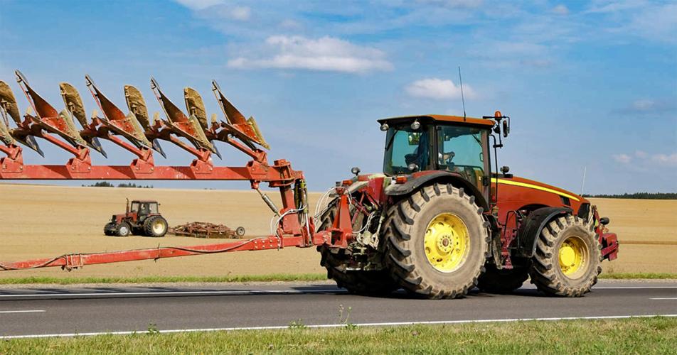 Tractor on road