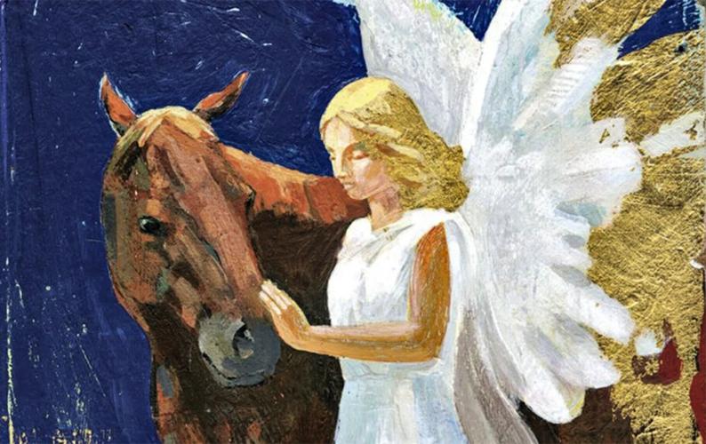 Horse with angel