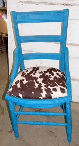 Chair features cowhide pattern