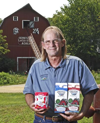 George Siemon with Organic Valley dairy products