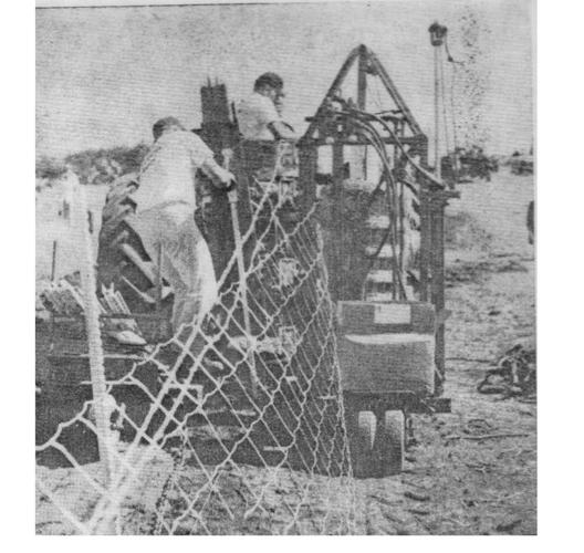A fencing machine is demonstrated