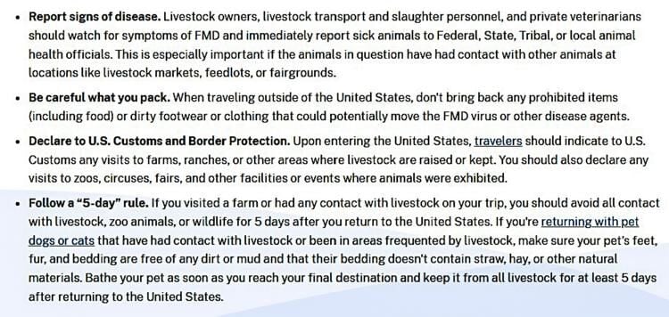 Prevent spread of foot-and-mouth disease