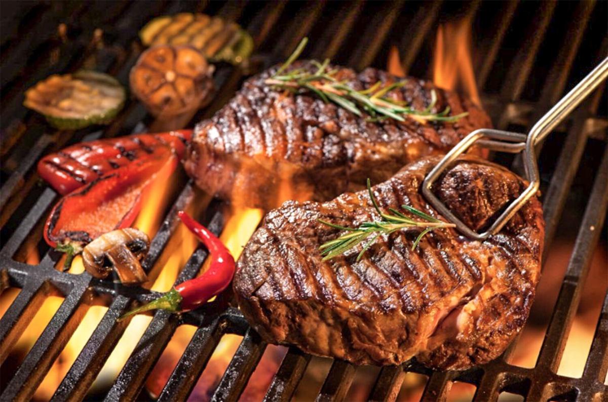 Steaks on grill