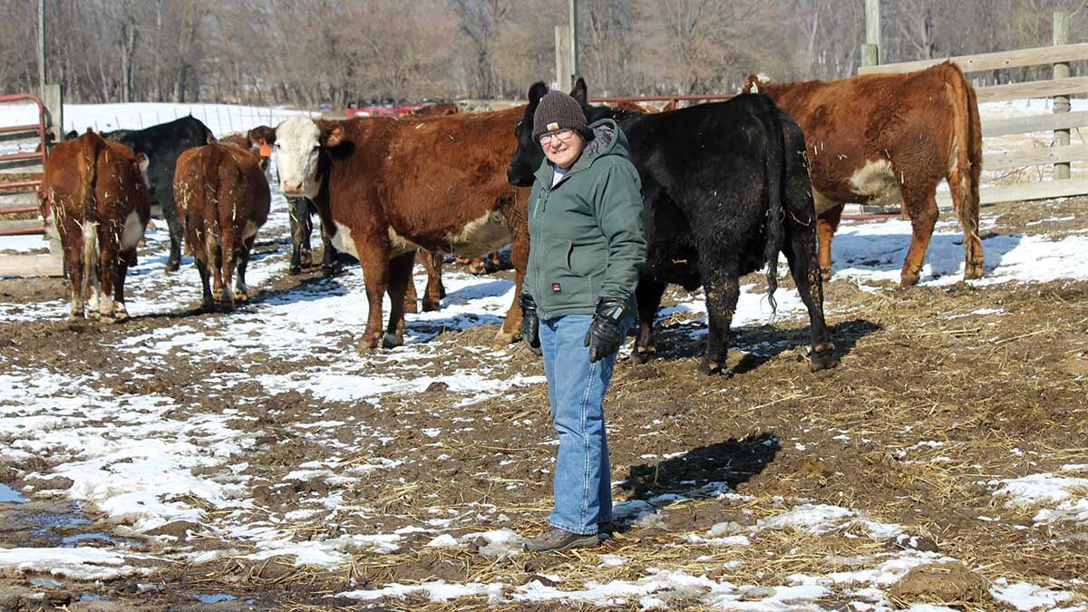 Betsy Pech with cattle