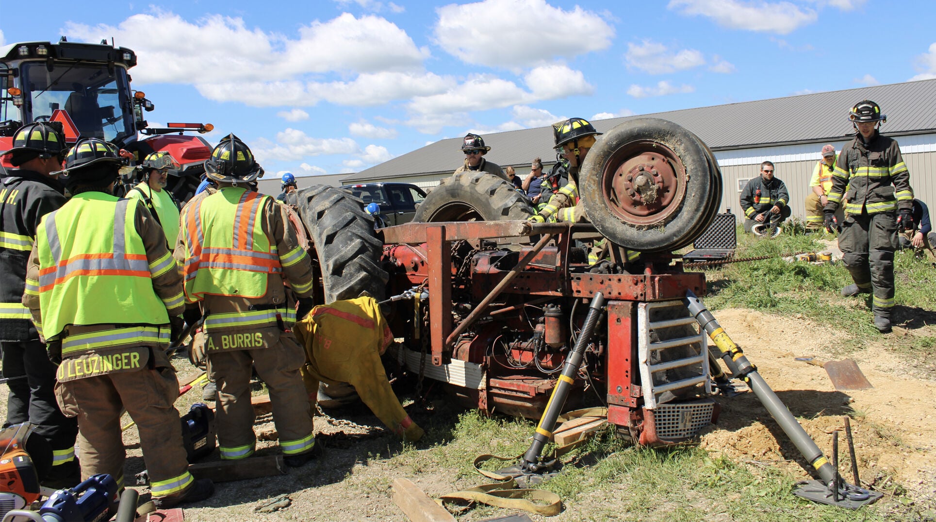 Overturned tractor