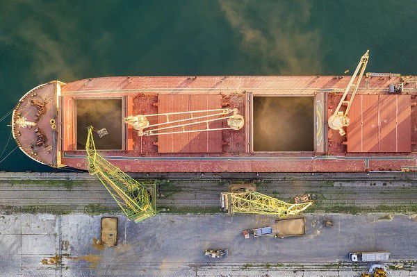 Docked ship loaded in port