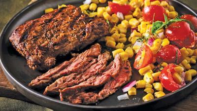 Cowboy Marinated Skirt Steak with Corn Salad