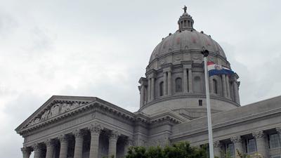 Missouri Capital close up with flag