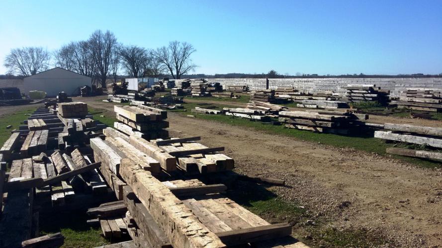Barn beams in lumber yard