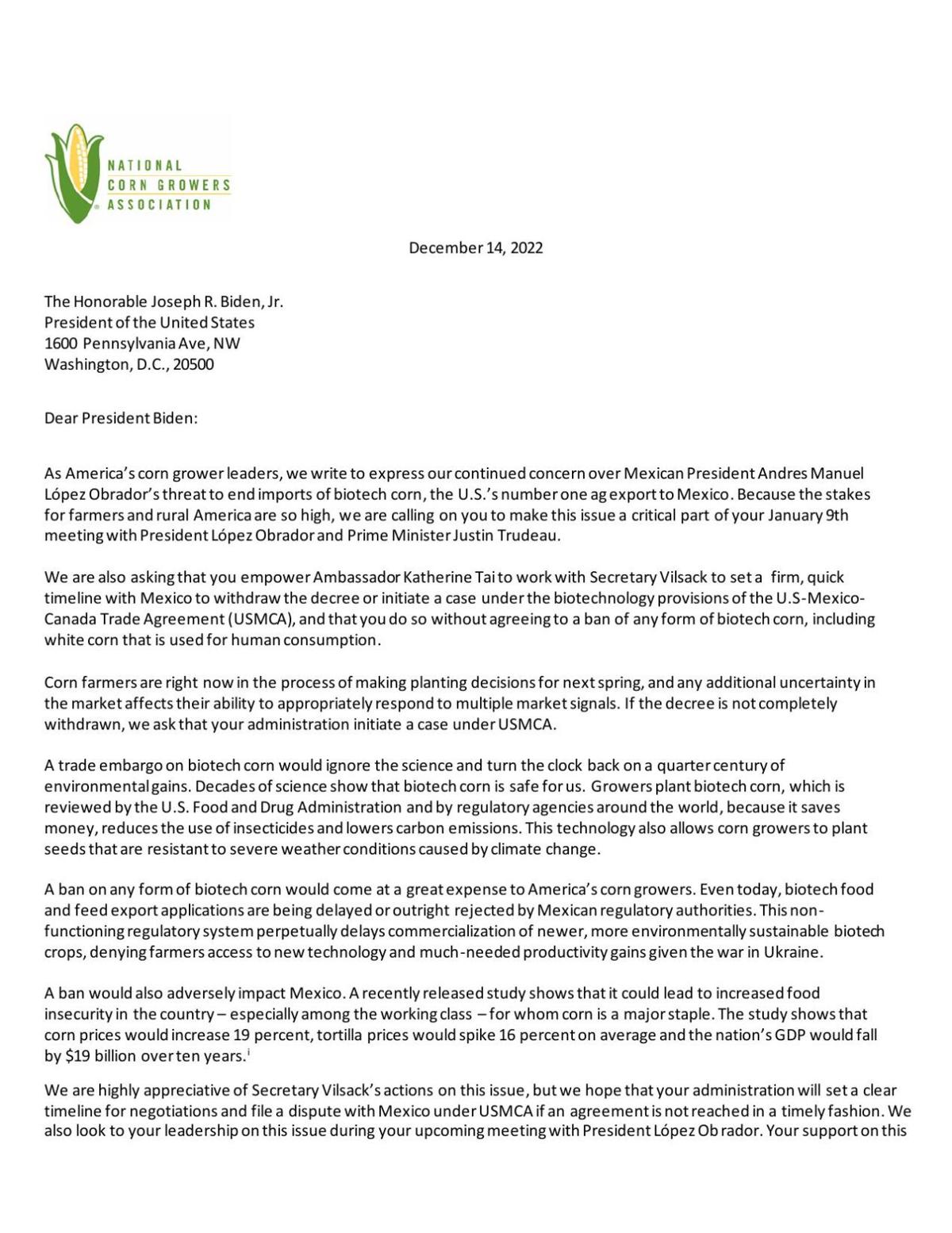 Corn Growers biotech letter