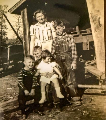 Thomas Tom Pfaff with mom Grace and kids