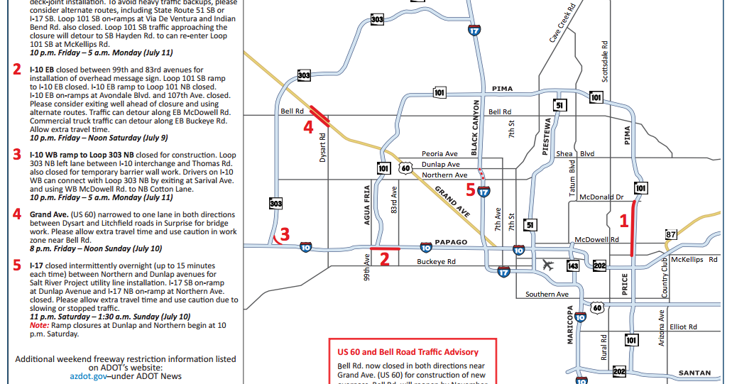 ADOT Weekend Freeway Travel Advisory (July 8-11) | News