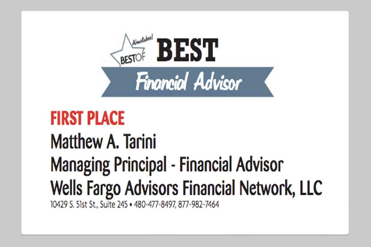 Matthew A Tarini Managing Principal Financial Advisor Wells
