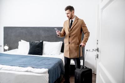 Businessman in the hotel room