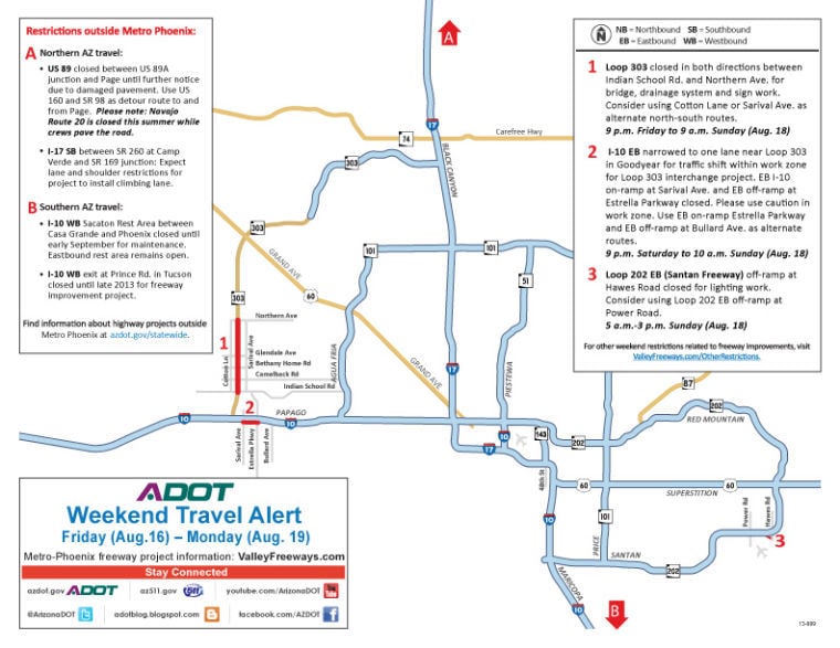 Weekend freeway travel advisory for Aug. 16 19 News ahwatukee