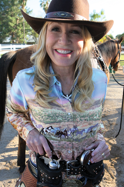 Cowboy mounted shooting event at Rawhide