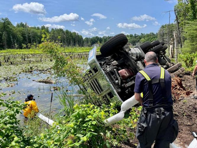 Cement truck rollover caused North Andover's Middleton Road to be