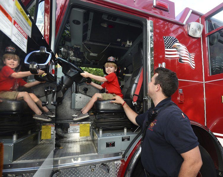 Vehicle night at Memorial Library: Now that's a lot of trucks!