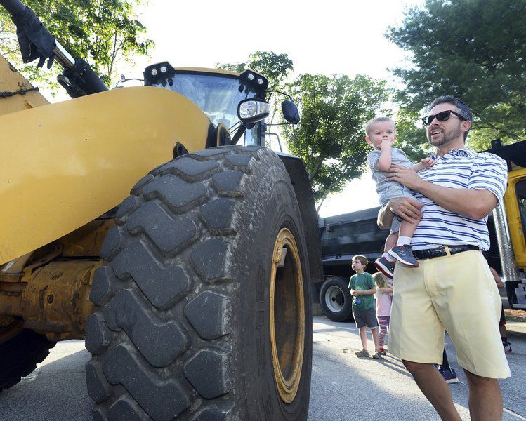Vehicle night at Memorial Library: Now that's a lot of trucks!