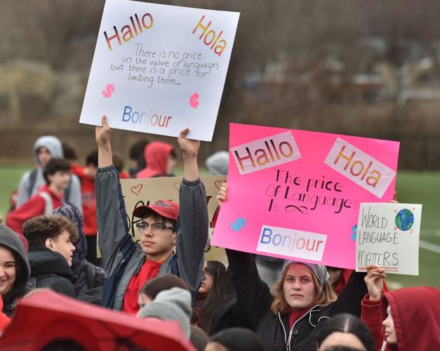North Andover students walk out in opposition to announced teacher cuts ...