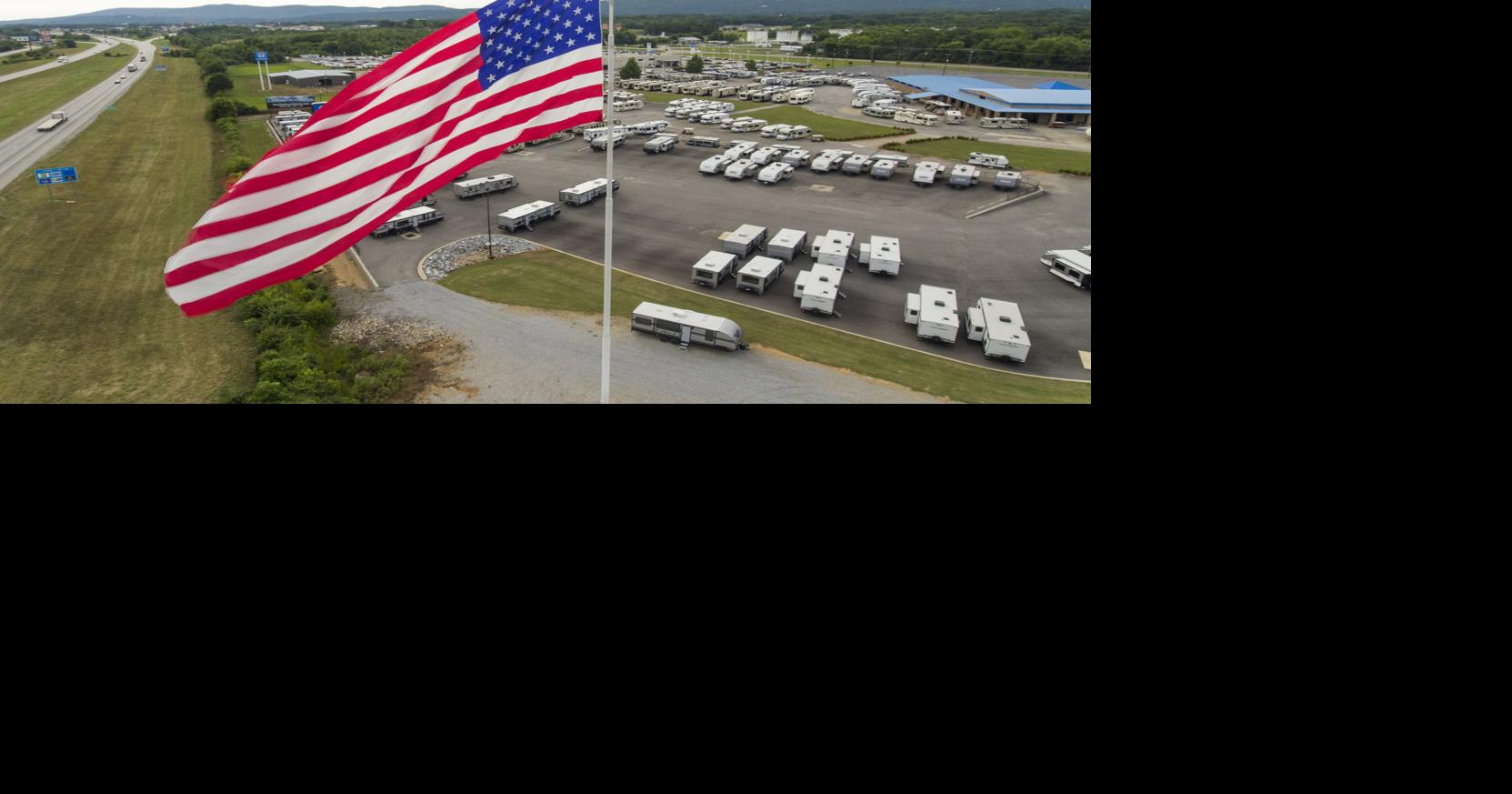 Gander RV flag attracts attention, shows respect Oxford
