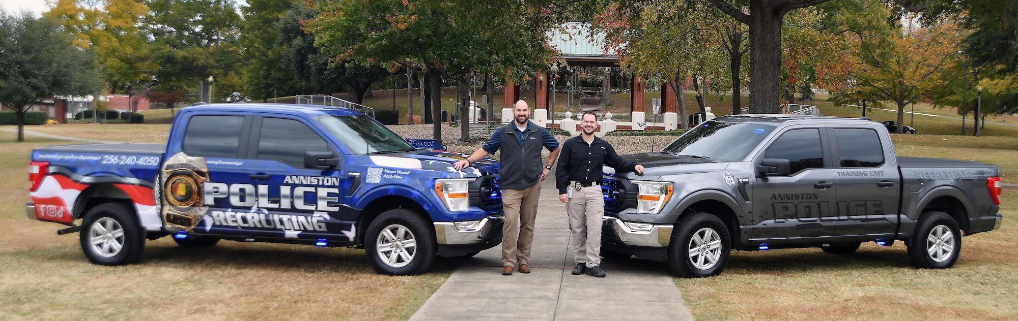 Specially designed trucks call attention to Anniston police recruitment