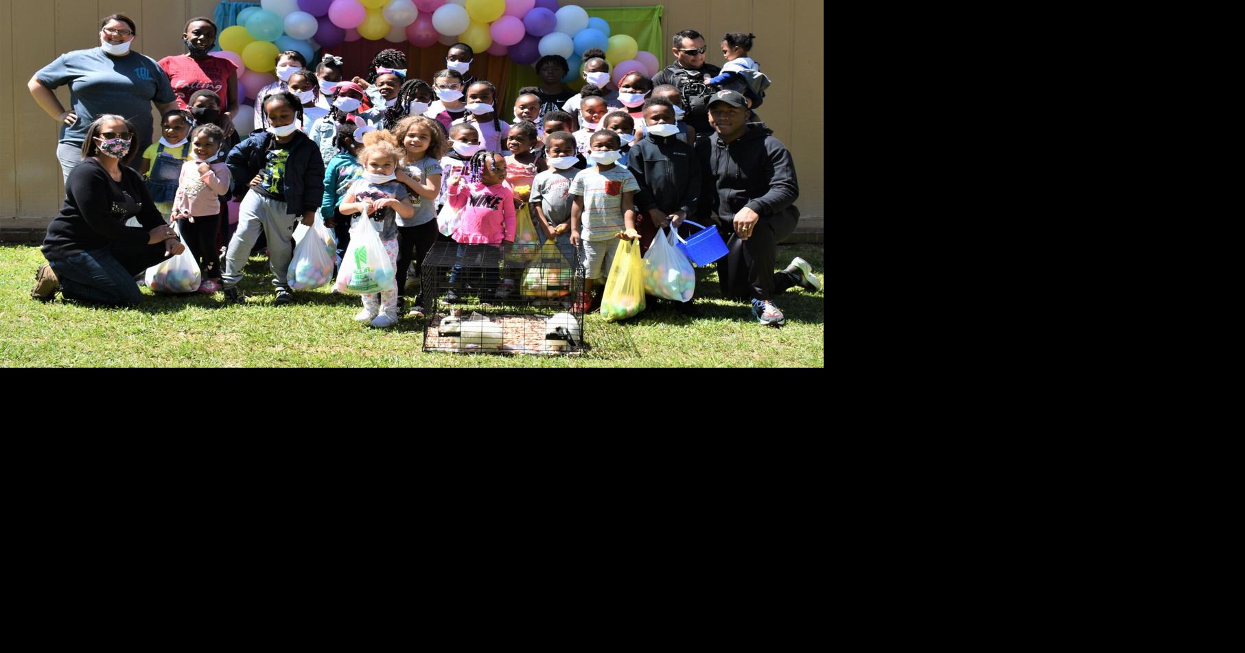Talladega Downs, Brecon mobile home children participate in Easter egg