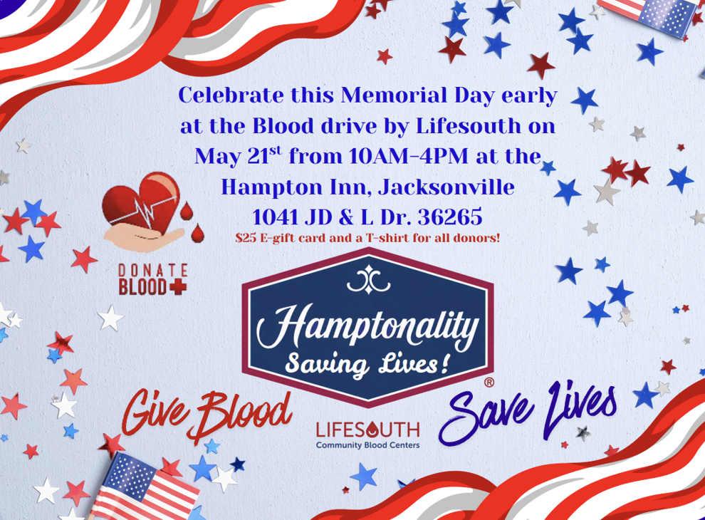 Hampton Inn of Jacksonville hosts Memorial Day Blood Drive