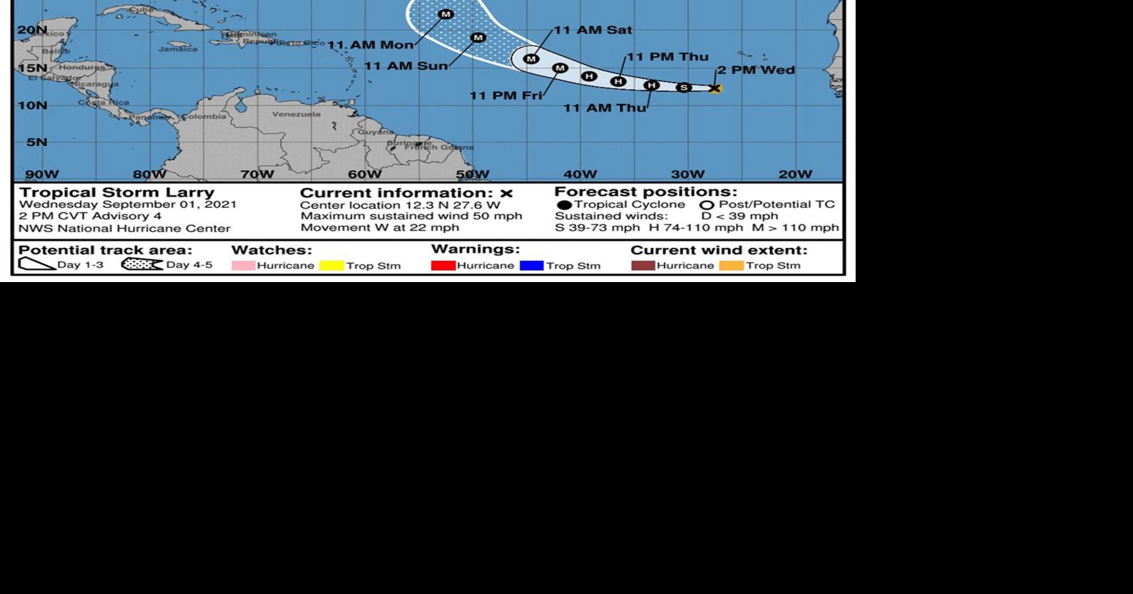 Tropical Storm Larry forms and is forecast to be a major hurricane, far ...