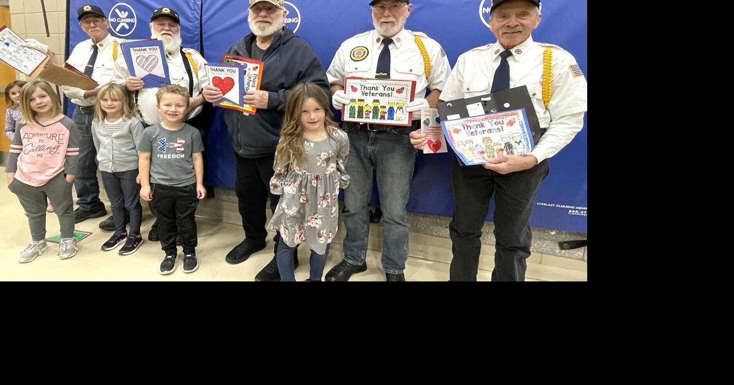 Haugen Elementary students share thankyou cards at Veterans Day