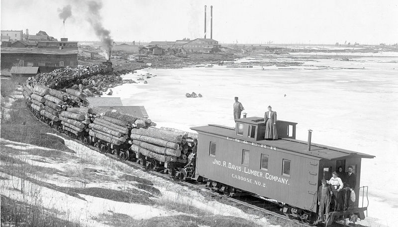 Logging Crew Around Locomotive Historic Photo Print Wisconsin 