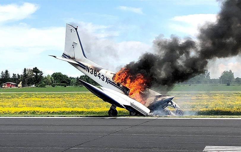 Takeoff, quick emergency landing preceded fire that destroyed plane at