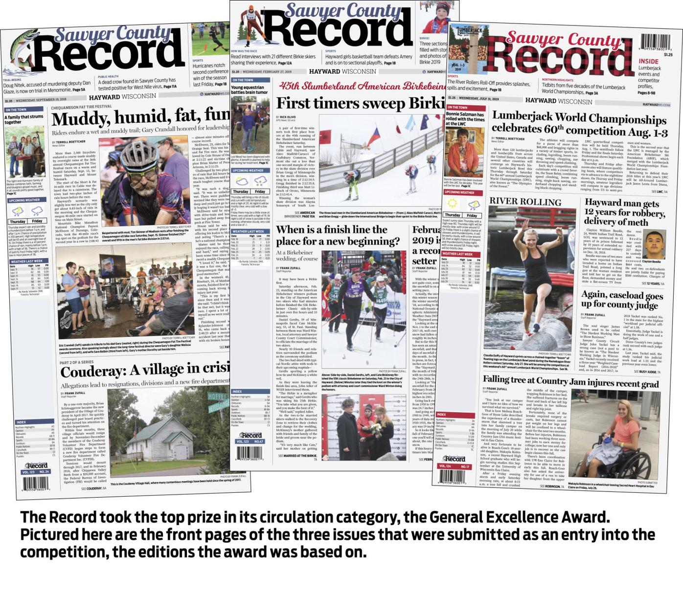 Sawyer County Record honored with 12 awards in state newspaper contest
