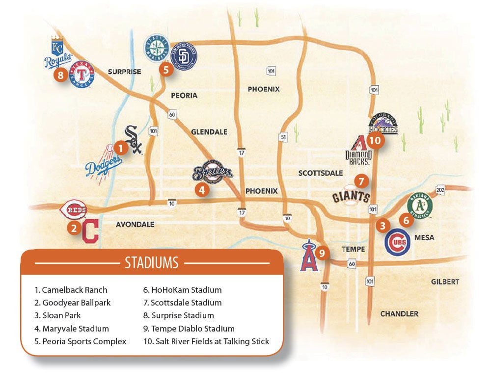 Map Of Spring Training Ballparks In Arizona States Of America Map